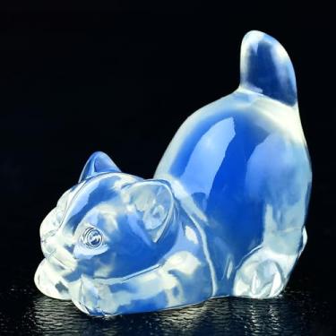 Imagem de DZJXBZhu Estátua De Cristal Gato Opala, Cura, Reiki, Meditação, Bolso, Joia, Guardião, Escultura, Mesa Estudo, Decoração, Coleção, Presente Para Entes Queridos