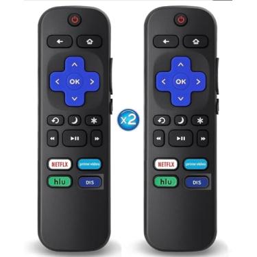 Imagem de (pacote com 2) Controle remoto de substituição para Roku-TV, compatível com Smart TVs TCL Roku/Hisense Roku/Onn Roku/Philips Roku (não para Roku Stick e Box)