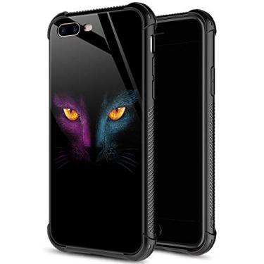 Imagem de Capa para iPhone SE 2020, capa de vidro temperado para iPhone 8, para meninas, lábios coloridos e sexy, capas para iPhone 7, à prova de choque, antiarranhões, para Apple iPhone 7/8/SE2 4,7 polegadas, quatro cores, iPhone 7/8/SE2, Retro Cat