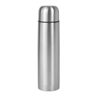 Imagem de Garrafa Térmica Inox com Bomba, 1000ml, Parede Dupla a Vácuo, Prata, para Bebidas Quentes e Frias