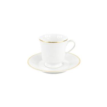 Imagem de Xícara Café com Pires 60ml Porcelana Schmidt - Dec. Filetado Ouro Itam