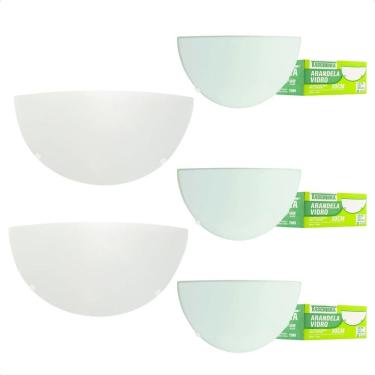 Imagem de Kit 5 Arandelas Taschibra Jurerê Vidro Meia Lua E27 Bivolt