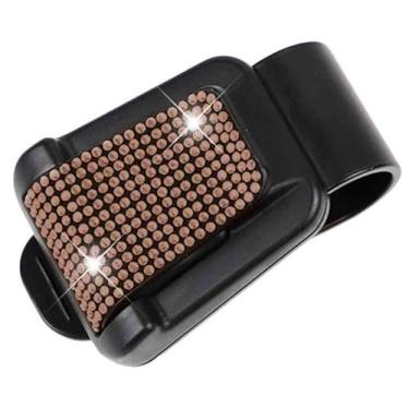 Imagem de MINGZAIQIPEI Bling Diamond Car Sun Visor de óculos de sol suporte bilhete cartão clipe organizador para mulheres (champanhe)