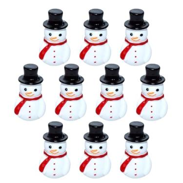 Imagem de MAGICLULU 10 miniaturas de boneco de neve, estatuetas de Natal em miniatura de resina com chapéu para artesanato, festa de Natal, micro ornamento de paisagem 0,63 x 2,8 cm