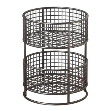 Imagem de DimyFew Cesta de armazenamento de arame de metal, cesta de frutas de cozinha, prateleira de ferro, organizador de para despensa e sala de estar, Preto