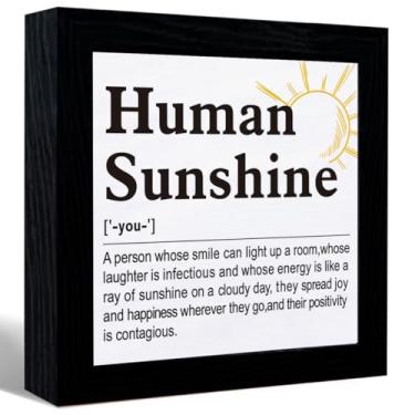 Imagem de Sinal de definição de luz do sol humano, decoração de mesa, citações inspiradoras, moldura de tela, para decoração de mesa, prateleira de escritório em casa, presentes para colegas de trabalho