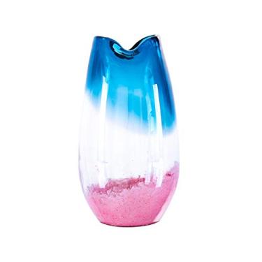 Imagem de Vaso de flores de vidro transparente para casa, sala de estar, mesa de café, escritório, decoração de mesa, vaso moderno, azul, rosa, 14 cm, jardim, decoração de casa, vasos de flores (tamanho: B)