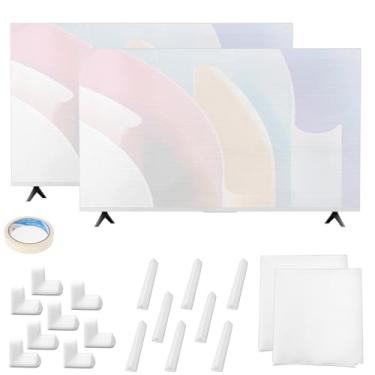 Imagem de Dpwrrot O conjunto de suprimentos de amortecimento de caixa de mudança de TV inclui 2 peças de capa de TV de tela plana de espuma para se mover serve para tela de exibição de até 165 polegadas L x 91