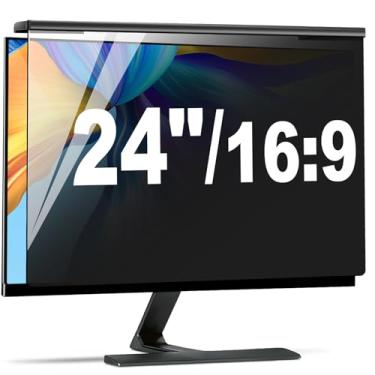 Imagem de ZCAZY Filtro de tela de privacidade de computador pendurado de 61 cm, capa de privacidade de tela de computador suspensa, compatível com, monitores widescreen 16:9 de 23,8 polegadas, protege os olhos