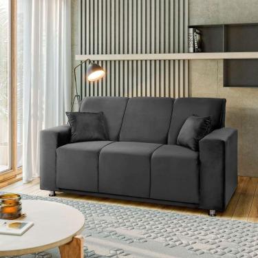 Imagem de Sófa 3 Lugares Fixo Tokyo Veludo Cinza Chumbo - Speciale Home Cinza