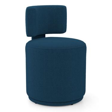 Imagem de Puff Decorativo Orgânico Living Melis Minimalista Bouclê Azul Marinho - Desk Design