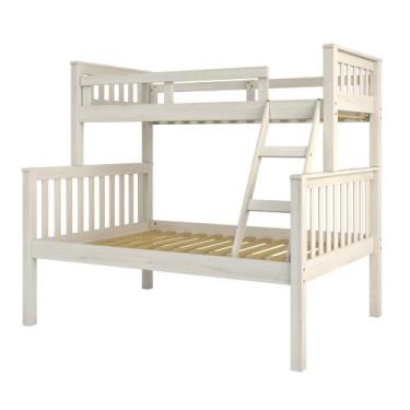 Imagem de Beliche com Cama de Casal Madeira Maciça Saraiva, Branco Lavado