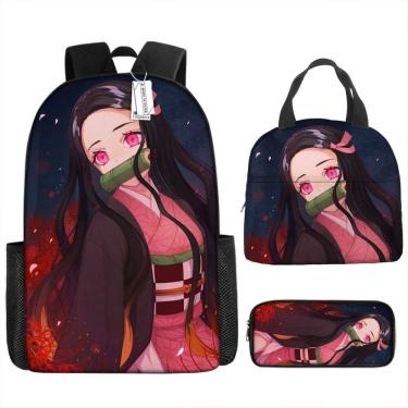 Imagem de Conjunto de mochilas Demons Slayers Anime, 3 peças para mochila escolar infantil