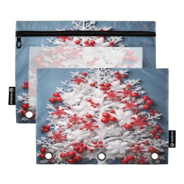 Imagem de Wassud Árvore de Natal com frutas vermelhas, pacote com 2 pastas de fichário, pastas de bolso com 3 furos, pasta organizadora para casa, escritório