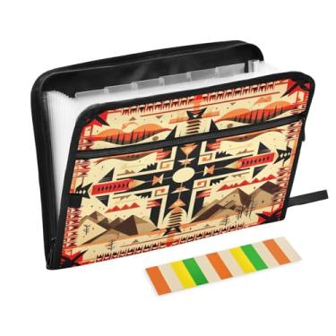 Imagem de Wassud Vetor abstrato 13 bolsos organizador de arquivos sanfonado pastas expansíveis com abas e adesivos, tamanho carta A4 papel recibo documento pasta organizador para viagem de escritório