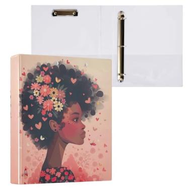 Imagem de Qilmy Organizador de fichário redondo para meninas bonitas, fichário de 3 anéis com prancheta (carta A4), fichário fofo para material de escritório escolar 230