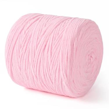 Imagem de Fio de chenille grosso para crochê, macio, grosso, fofo, volumoso, para tricô à mão, cobertores amigurumi, almofada, decoração de casa, artesanato DIY (rosa claro, 500 jardas)
