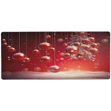 Imagem de Wassud Mouse pad bola vermelha para jogos com base de borracha antiderrapante, mouse pad longo com borda costurada, impermeável grande almofada de mesa para escritório, casa, 80 cm x 39,9 cm