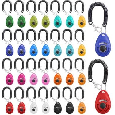 Imagem de Meyeyaia 30 peças de clickers de treinamento de cães com alça de pulso, multicolorido, para treinamento de animais de estimação, para gatos, gatos, cavalos, pássaros, acessórios de treinamento