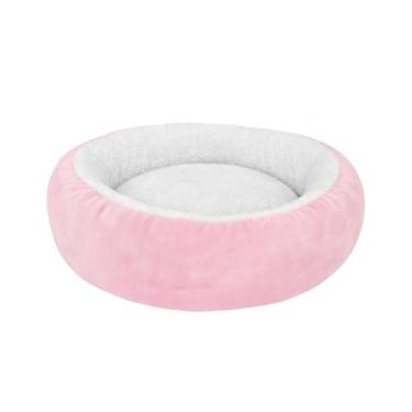 Imagem de Caminha Redonda Pets Cães e Gatos Macia 50x50 cm Quente Confortável Cama Pet Com Pelinho(ROSA)