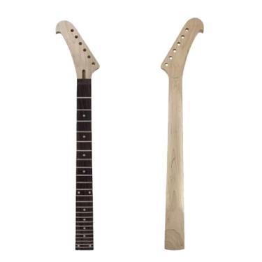 Imagem de YoungMonic Braço de substituição para guitarra elétrica com 24 trastes, escala de 64,8 cm, braço de bordo jacarandá, sem encadernação, porca de bloqueio de haste de treliça de ajuste superior, peça de