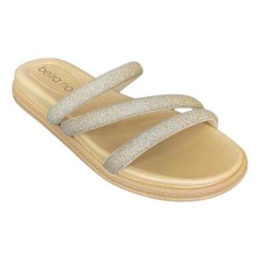 Imagem de Sandalia Rasteirinha Papete Feminina Beira Rio Glitter Brilho Conforto-Feminino