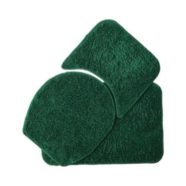 Imagem de Tapete Para Banheiro 3 Peças Pelúcia Premium - Lucatex, VERDE BANDEIRA