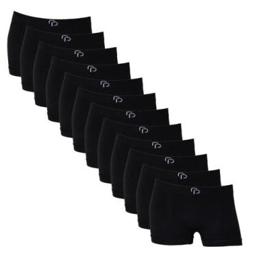 Imagem de Kit 12 Cuecas Boxer RP Menino Infantil Microfibra Elastano, 12 preto, 