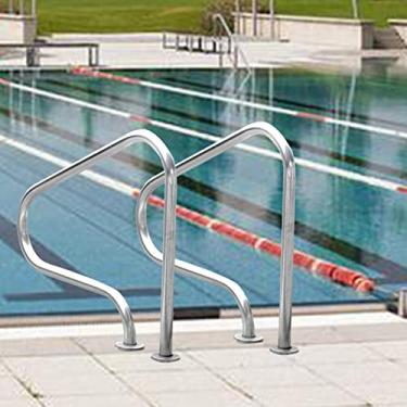 Imagem de KIDYBO Corrimão de entrada para piscina, corrimão de escada de piscina, trilho de aço inoxidável 304, fácil de montar, corrimão de água