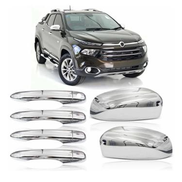 Imagem de Kit Aplique Cromado Maçaneta Retrovisor Fiat Toro 2016 à 2022