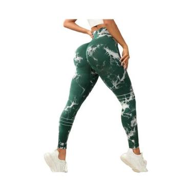 Imagem de Calças De Yoga Femininas De Cintura Alta Sem Costura Com Estampa Tie-d