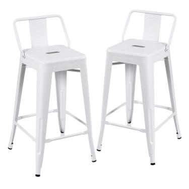 Imagem de Kit 2 Banquetas Médias Iron Tolix Com Encosto 66cm Branco