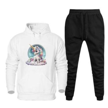 Imagem de Conjunto Abrigo Moletom Quentinho Plus Size Feminino Estampado Com Calça Basica Confortavel Macia-Feminino