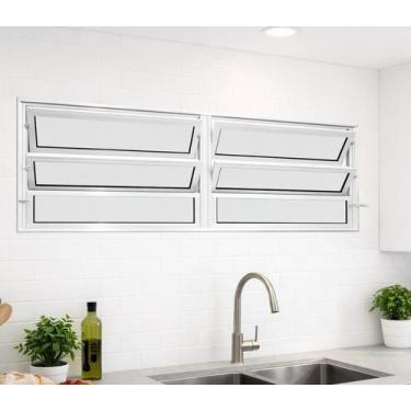 Imagem de Vitro Basculante 2 Seções Alumínio Branco 60X120 Linha 25 Brecorimo