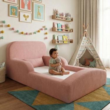 Imagem de Cama Montessoriana Solteiro Encanto 100 Espuma Rosa Keiko - Keiko Colc