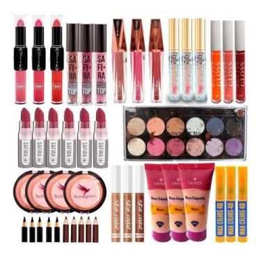 Imagem de Maleta De Maquiagem Pincéis Pó Base Matte Sombra Nude - bella femme 
