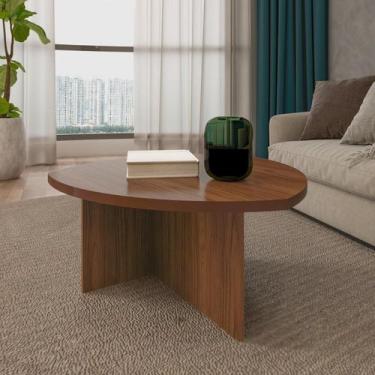 Imagem de Mesa de Centro Oval 76cm MDF/MDP Delta Marrom - Artely
