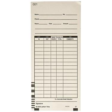 Imagem de Lathem Cartões de tempo, 2 lados, numerados 1-100, 100 por pacote, E7-100 (8,5 x 18,4 cm), branco (LTHE7100)