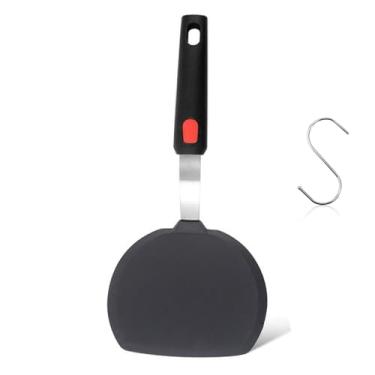 Imagem de Espátula de panqueca de silicone, espátula larga de silicone com alça alongada, espátulas de cozinha resistentes ao calor de 315 °C para panelas antiaderentes, utensílios de cozinha grandes e