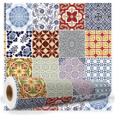 Imagem de Papel De Parede Para Cozinha Azulejo Autoadesivo Português 1mx47cm - R