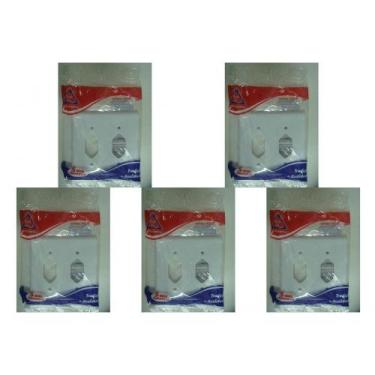 Imagem de Kit C/5 - Placa Perlex Branca 4X4 (1 Tomada+1 Tomada) 23P..., Branco