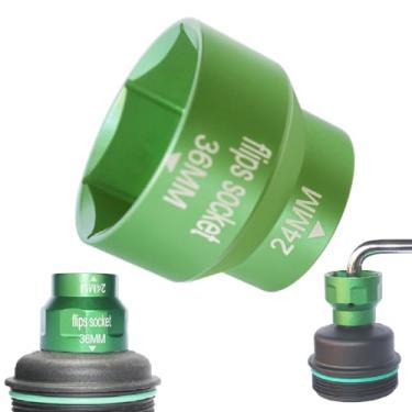 Imagem de Felisbieti Soquete de filtro de óleo Powerstroke 6.0, apenas para Ford 6.0L/6.4L Powerstroke diesel, tampa de filtro de combustível/óleo, ferramenta de remoção de soquete - soquete de 24 mm/36 mm
