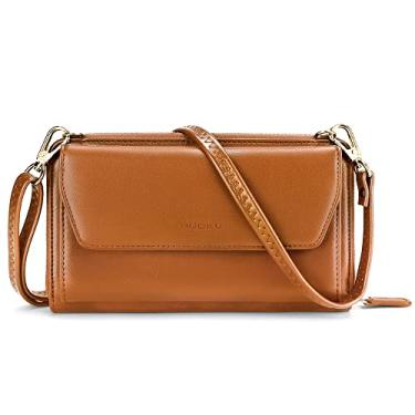 Imagem de nuoku Carteiras femininas com compartimentos para cartão de crédito e bloqueio de RFID para pulso de grande capacidade, 0 - Marrom