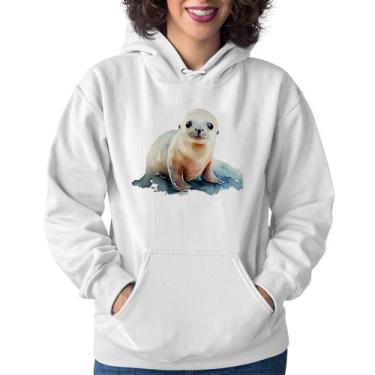 Imagem de Moletom Feminino Foca Bebê - Foca na Moda, Branco, M
