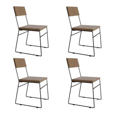 Imagem de Kit 4 Cadeiras de Jantar Málaga Assento Veludo Marrom - ASTURIAS
