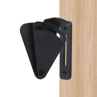 Imagem de Nicerity Fechadura de porta de celeiro de aço deslizante para portas de bolso garagem e galpão (preto)