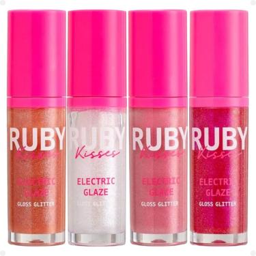 Imagem de Kit Ruby Kisses Electric Glaze Gloss Glitter: Blush Gold, Holo Sky, Unicorn e Fuchsia