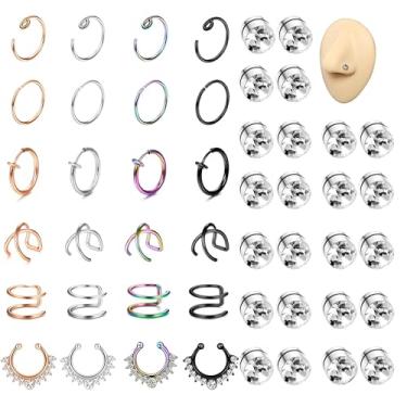 Imagem de ORAZIO Anéis de nariz falsos para mulheres e homens piercing magnético de septo piercing de nariz piercing magnético piercing de nariz falso septo anéis de argola de nariz punhos para nariz não perfurado, Zircônia cúbica