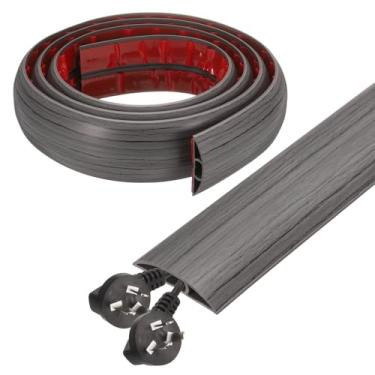 Imagem de HARFINGTON Capa de cabo de 1,8 m L 1,5 x A 0,3 Canal interno PVC esconde extensão, protetor de fios para evitar desvios de cabos, gerenciamento de cabos, cinza escuro