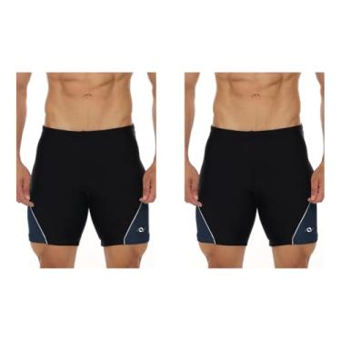 Imagem de Kit 2 Bermuda Natação Esportiva Proteção Uv Fpu 50+ (Preto/Cinza, XGG)